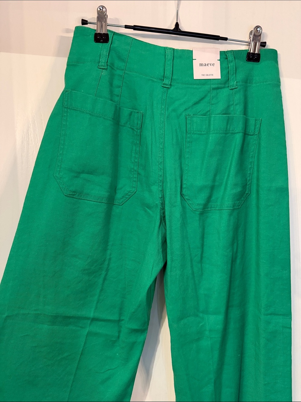 Anthropologie Maeve Colette Green Cropped Wide-Leg Pants - Picture 7 of 7